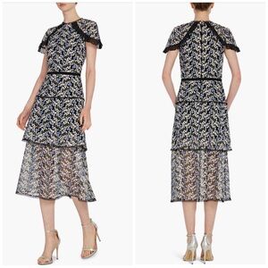 ML Monique Lhuillier Floral Embroidered Midi Dress NWT